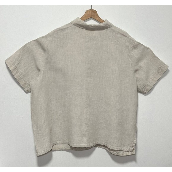 Vintage St John’s Bay Linen Pearl Button Up Blouse Top Size 24W Beige Boho - Picture 2 of 10